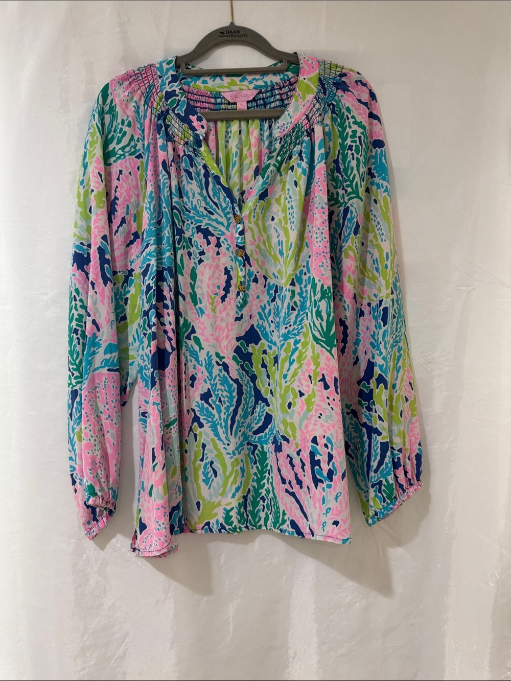 Lilly Pulitzer XL Silk Elsa shirt Let’s Cha Cha
